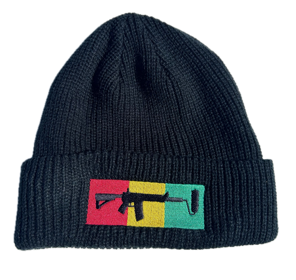 Black Knit Beanie - Rasta