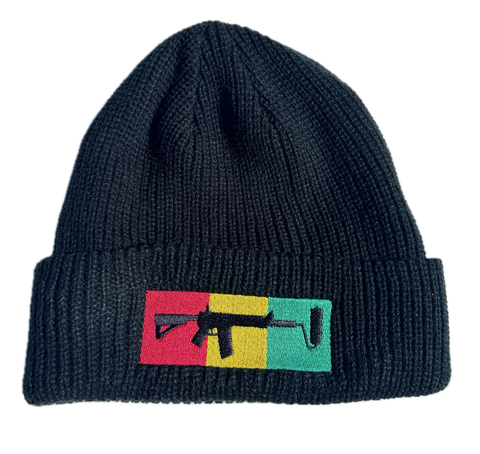 Black Knit Beanie - Rasta