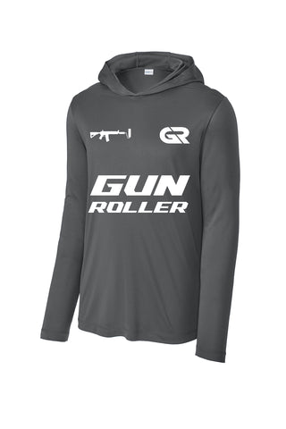 UV Hooded Performance Longsleeve Charcoal - White