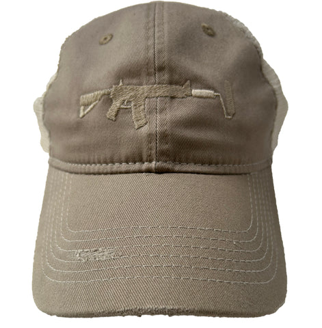 Distressed Mesh Hat - Tan