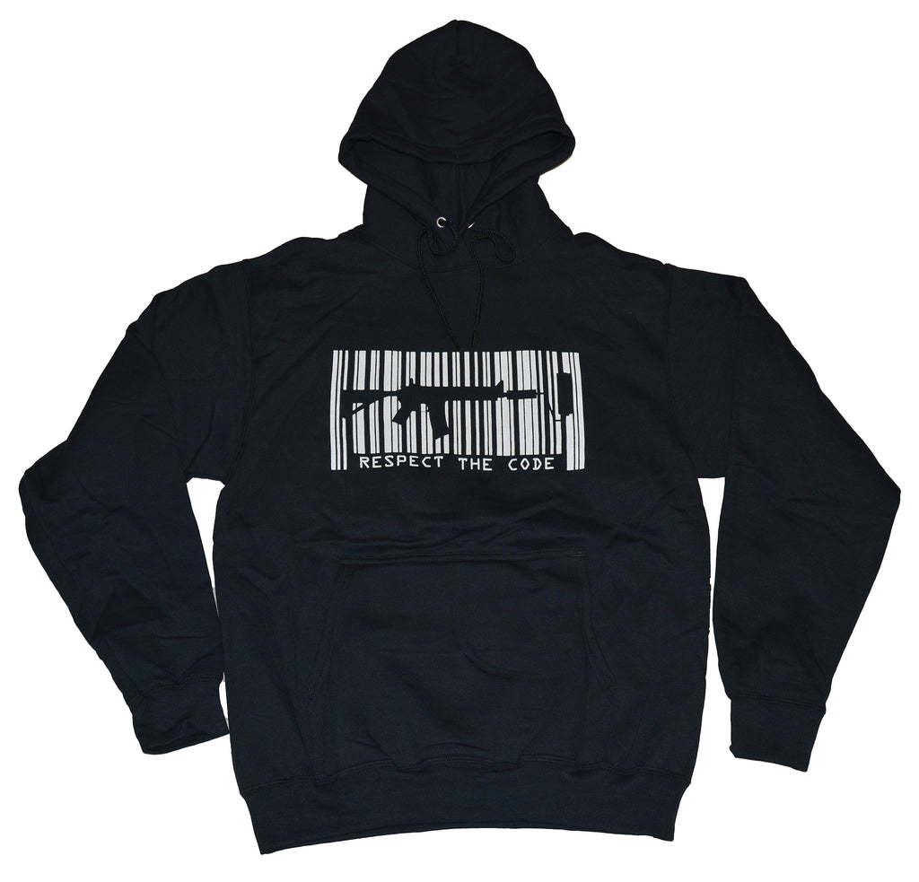 Respect The Code Pullover Hoodie Black - White